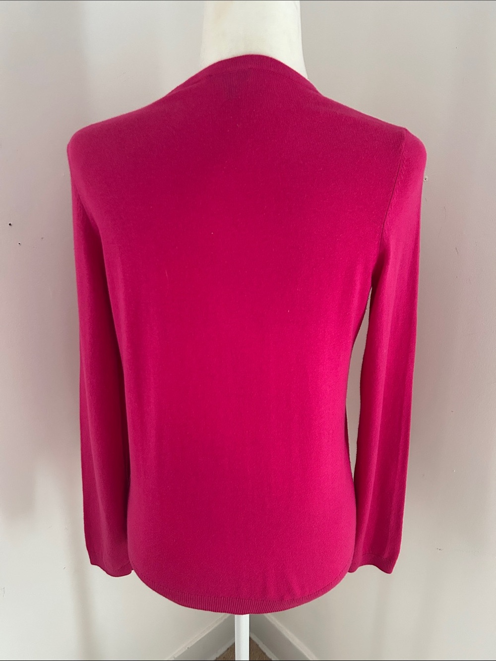 Talbots Fuchsia Cotton/Cashmete Blend Crewneck Cardigan sz S - Picture 5 of 7